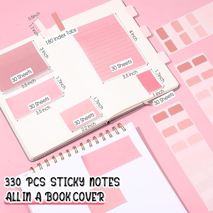 Janlaugh 38 Pcs Aesthetic College School Supplies with Pen Case Sticky Notes Gel Pens Highlighters Correction Tapes Back to School Stationery Kit(Pink Color,Classic)