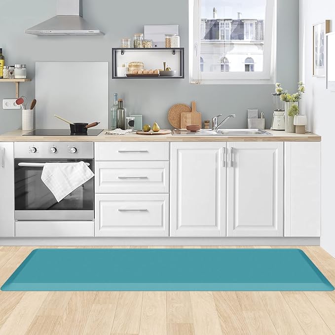 KitchenClouds Kitchen Mat Cushioned Anti Fatigue Kitchen Rug 0.8inch Waterproof Non Slip Kitchen Rugs and Mats Standing Desk Mat Comfort Floor Mats for Kitchen Sink Office (17.3"x60",Green)