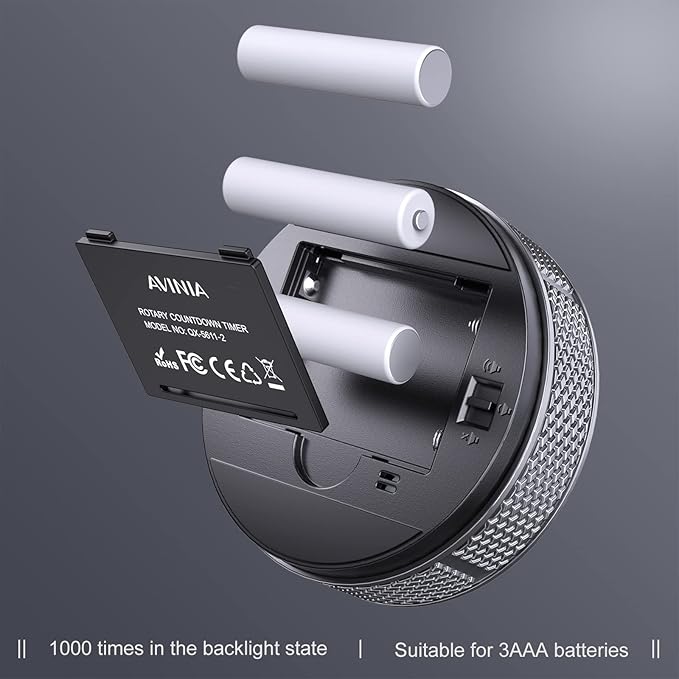 AVINIA Digital Kitchen Timers, Visual timers Large LED Display Magnetic Countdown Countup Timer for Classroom Cooking Fitness Baking Studying Teaching, Easy for Kids and Seniors Silver