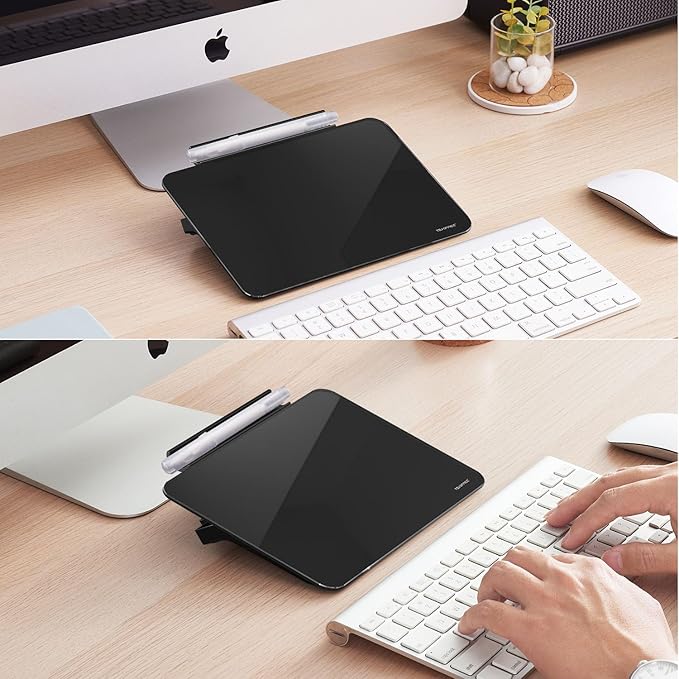 Small Desktop Glass Dry-Erase Whiteboard - 8 X 6 Inches Tabletop Easel Whiteboard with Stand, Desk Board Buddy for Artist, Teacher and Student