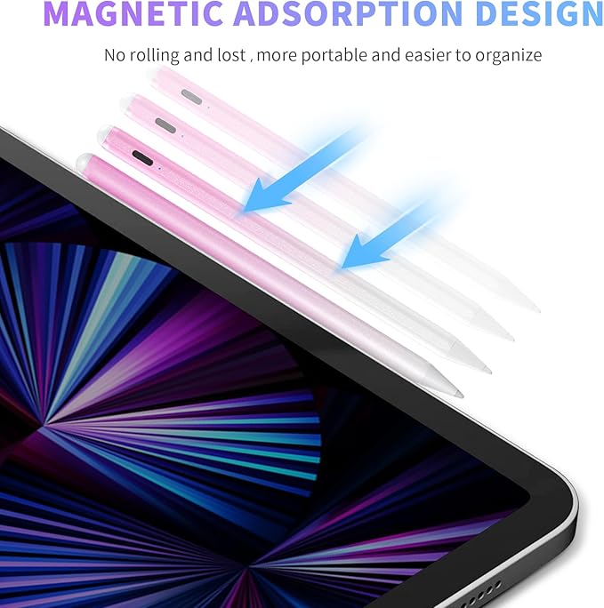 Stylus Pen for iPad 6th-11th Generation-2X Fast Charge Active Pencil Compatible with 2018-2025 Apple iPad Pro 11"/12.9"/M4, iPad Air 3/4/5/M2/M3,iPad mini 5/6 Gen-Gradient White Pink