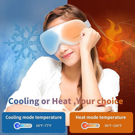 Eye Massager with Heat and Cooling Vibration for Relaxation Cool Massaging Eye Mask Electric Smart Heated and Cold Therapy Portable Eyemask Massage