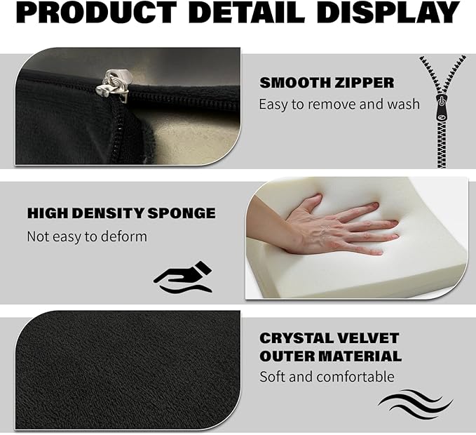 Adjustable Foot Rest Under Desk with 3 Adjustable Heights High-Density Foam Ergonomic Footrest for Office, Home, Travel Airplane, Removable Washable Cover for Back Pain Relief Posture Support (Black)