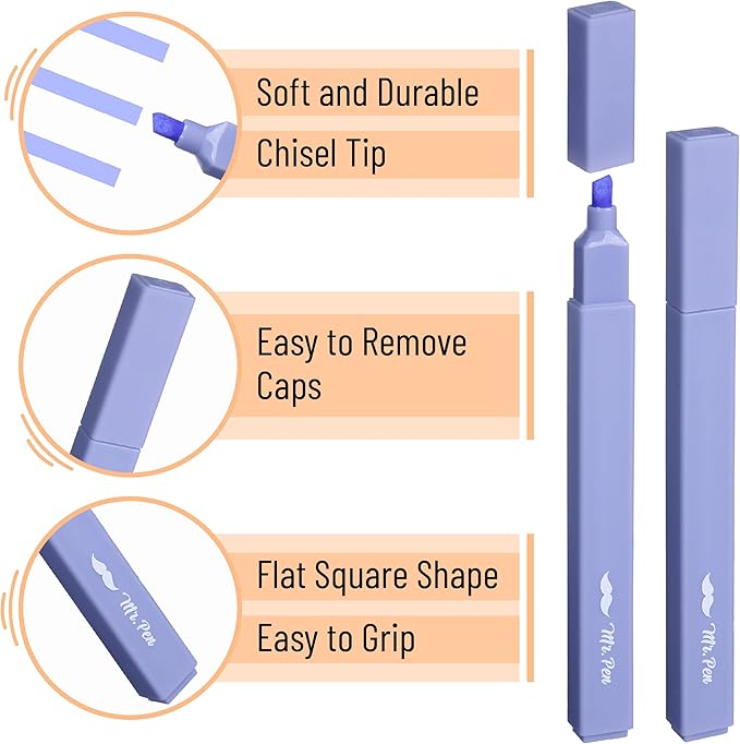 Mr. Pen- Aesthetic Highlighters, 8 Pack, Chisel Tip, Rainbow Rangers, Cute Highlighters Assorted Colors