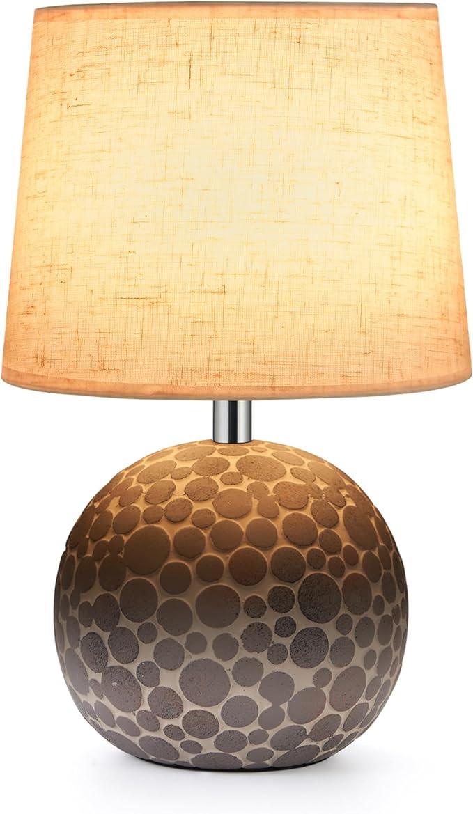 UMEXUS Ceramic Cordless Table Lamp with Timer & Remote - 11.42" Small Rechargeable Battery Operated Lamp with Linen Shade & RGB Dimmable Light for Restaurant Dining Living Bedroom Kitchen Patio Side