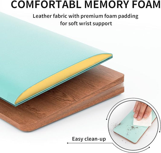 COLORCORAL Keyboard Wrist Rest Ergonomic Keyboard Arm Rest for wrist with Memory Foam Durable Wooden Keyboard Wrist Support with Anti-Slip Rubber Base for Typing Pain Relief Comfort for Office, Gaming