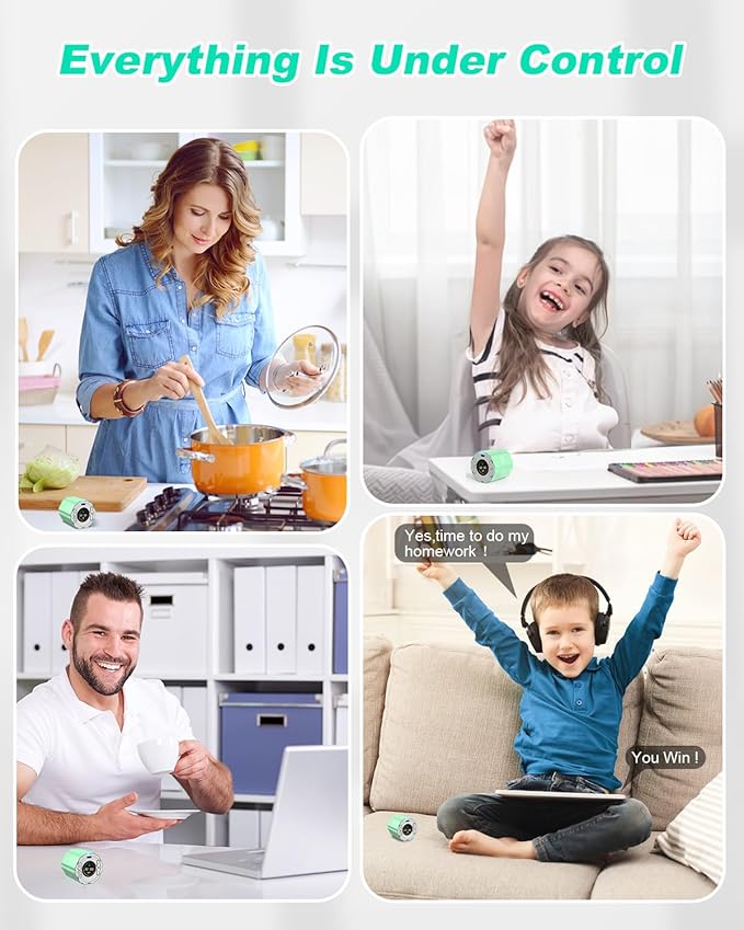 Digital Magnetic Hexagonal Timer Management Cube Timer with Customizable Alerts & Countdown - Rechargeable & Compact for Cooking, Working, Studying (Avocado Green)