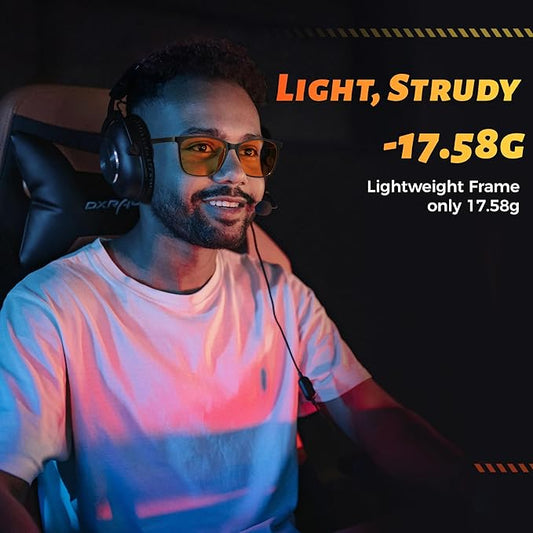 ANRRI Blue Light Glasses for Computer & Gaming - Amber Lenses Reduce Eye Strain Max Protection Sleep Glasses Mens and Women