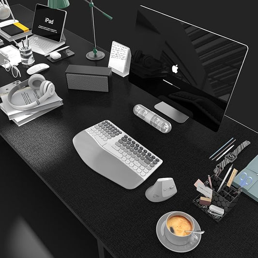 Ergonomic Wireless Keyboard and Mouse Set Creamy Wireless Keyboard Silent Mice Set with Wrist Rest for Computer, Laptop, PC, Mac, Windows