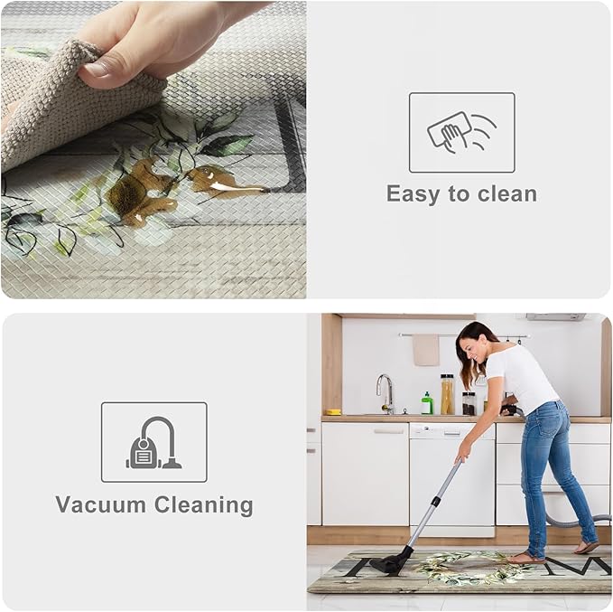 KIMODE Kitchen Mats for Floor 17"x47"+17"x29", Farmhouse Kitchen Rugs Sets of 2, Anti Fatigue Mats for Kitchen Floor, Cushioned Comfort Kitchen Floor Mats for Sink, Laundry, Desk Grey