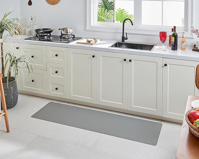 Anti Fatigue Kitchen Rugs Kitchen Mats for Floor,Cushioned Non-Slip Waterproof Ergonomic Comfort Runner Rug Standing Mat for Kitchen,Doing Dishes,Floor,Home,Office,Laundry,Grey,17.3"x60"