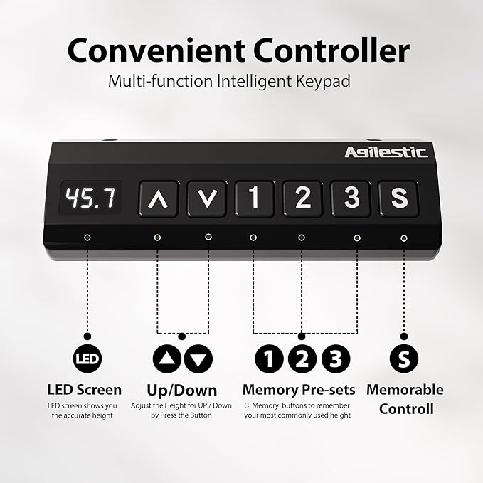 Agilestic L Shaped Standing Desk, Corner Desk with Monitor Shelf, Adjustable Height Gaming Table, Sit Stand Up Table, 63 x 55 Inch Home Office Computer Workstation, Splice Board, Dark Walnut