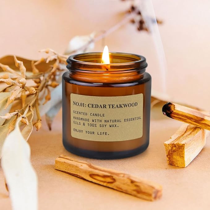 6 Pack Candles for Home Scented, Aromatherapy Candles Gifts for Women, Natural Soy Wax Long Lasting Amber Jar Candles Set for Men, Gifts for Birthday, Valentine's, Mother's, Anniversary, Christmas