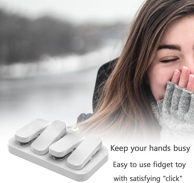 Metal Fidget Slider EDC Fidget Clicker Fidget Toys Adults (Cream White)