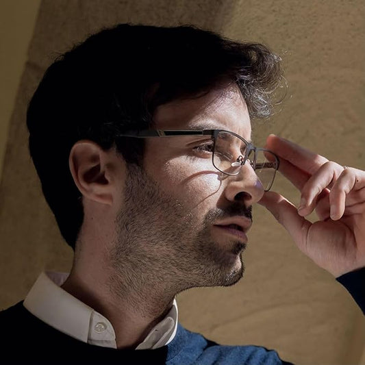 ZENOTTIC Reading Glasses Men: Blue Light Glasses Metal Square Frame - Computer Readers Nose Pads - Spring Hinge Eyeglasses