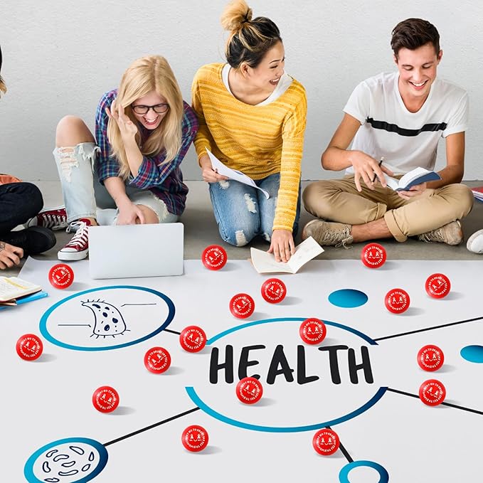 Poen 60 Pcs Red Ribbon Week Supplies Bulk Say No to Drugs Red Awareness Squeeze Balls Drug Free Awareness Anti Drug Events Gifts Motivational Relief Stress Balls for Charity Activity (Cute Style)