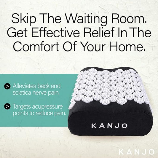 Kanjo Acupressure Cushion | Memory Foam Acupressure Pillow for Back and Sciatica Pain | 100% Cotton Linen Cover