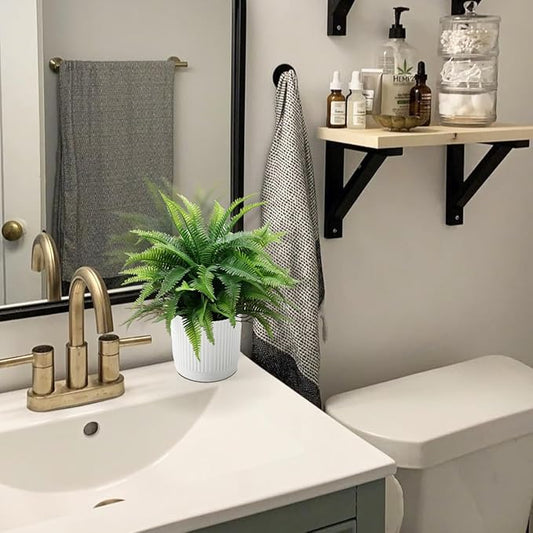 Small Fake Plant 12.2" Fern Potted Artificial Plants for Shelf Desk Home Bathroom Farmhouse Room Office Kitchen Farmhouse Coffee Table Decor