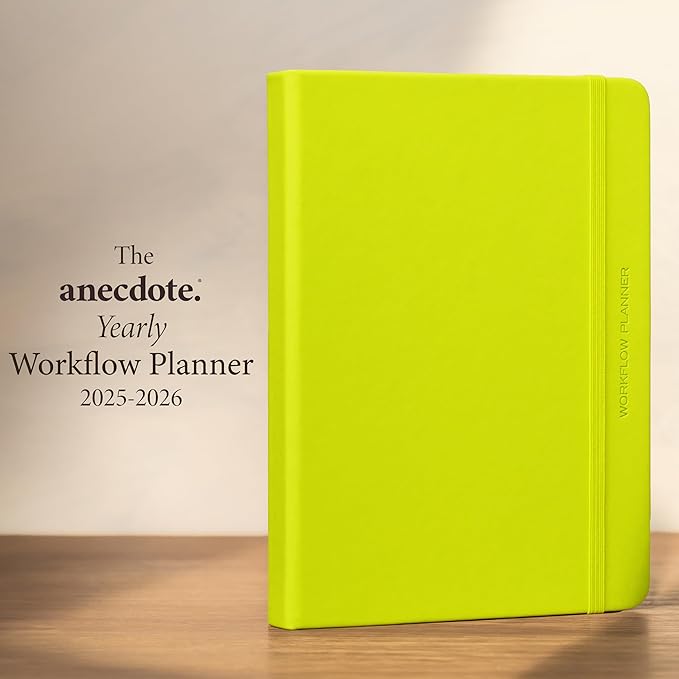 Anecdote 2026 Planner: 52 Week Daily Planner, Yearly, Monthly & Weekly Workflow for Planning Your Success – Vegan Leather Hardcover, Start Anytime & Achieve your Goals - Neon Yellow