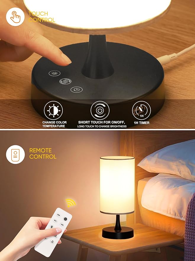 Light Therapy Lamp, 10000 Lux Daylight Lamp with 3 Color Temperatures, Adjustable Brightness, Timer & Memory Function, Sunlight Lamp(Black Base White Shade)