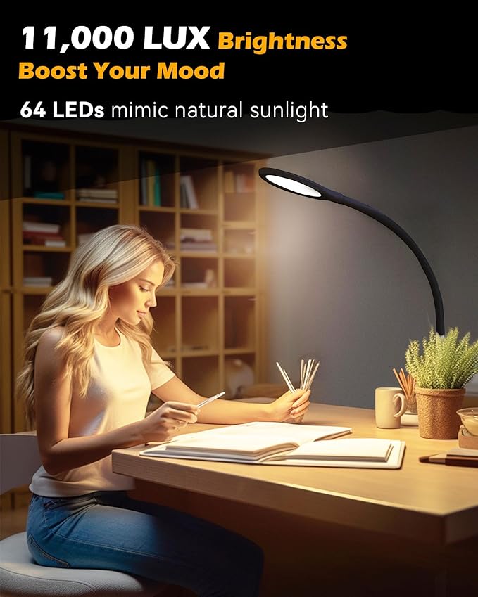 Aoife Light Therapy Floor Lamp, 11000 Lux Full Spectrum Sun Light Therapy Lamp, No UV Sunlight Lamp with 10 Color Temperatures and 10 Brightness Levels (Black)