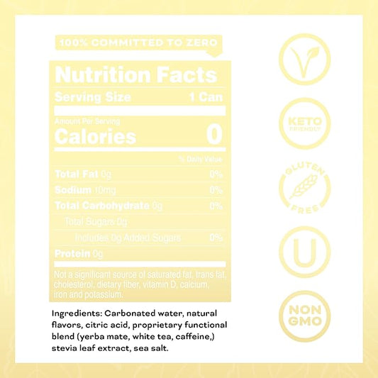Yerbae Energy Beverage - Classic Lemonade, 0 Sugar, 0 Calories, 0 Carbs, Energized by Yerba Mate, Plant-Based, Healthy Alternative to Sugary Drinks, 16oz cans (12 Pack)
