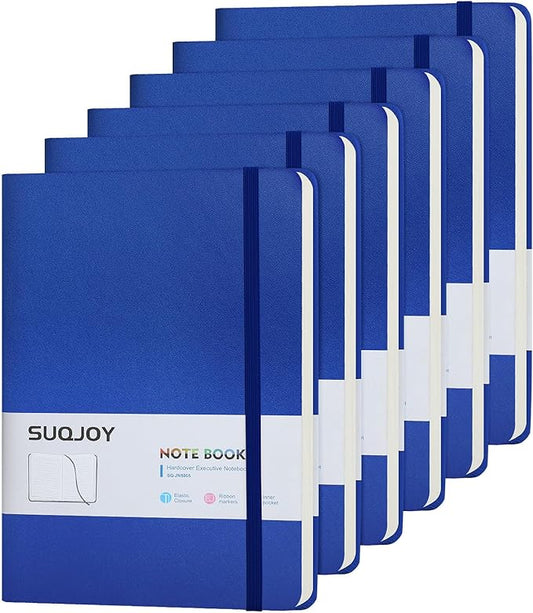 Lined Journal Notebooks, 4 Pack 160 Pages, 5.5x 8.2-Inch Journals for Women Men, Hardcover Notebook with 100 gsm Thick Paper, A5 Size College Ruled Notebook for Writing/Travel/Work (Blue, 6 Pack)
