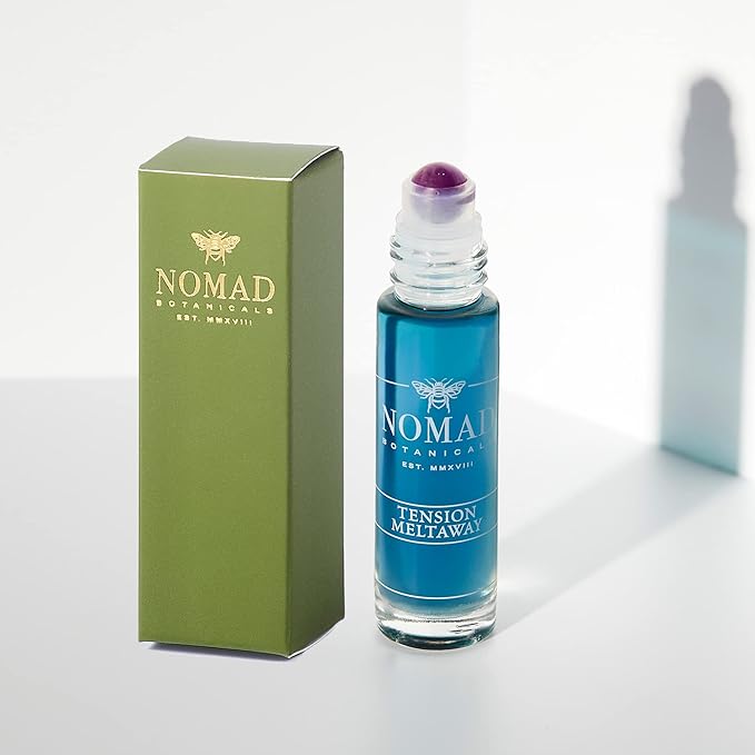 Tension Meltaway Essential Oil Roll-On – Amethyst Roller Ball – Headache, Stress & Hot Flash Support – Premium Aromatherapy Blend – Peppermint, Lavender, Orange & Blue Tansy – 10 mL