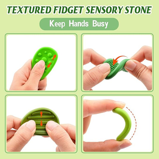 Fidget Toys Sensory Stones for Kids and Adults,6 PCS Texture Worry Stone for Anxiety Autism Teen Calm Down & ADHD Stress Relief,Quiet Fidgets for Classroom Small Prizes Gifts for Travel Toy