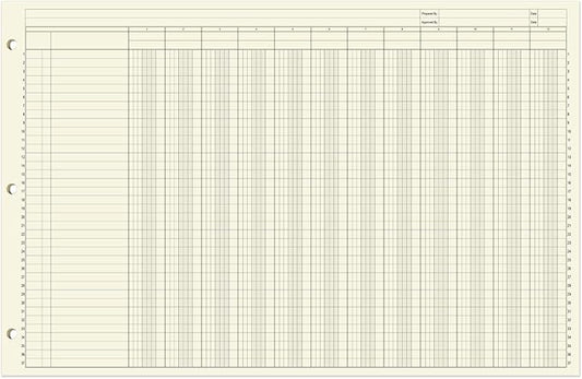 BookFactory Ledger Pad/Large 12 Column Accounting Ledger Columnar (Twelve Columns) Pads - 17'' x 11'', 50 Pages, Notepad Landscape Format (PAD-050-CLCPD3(17x11-Ledger-12)-AX)
