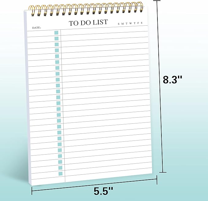 To Do List Notepad 3 Pack, Undated Daily Planner Notepad With To Do List Notebook Checklist Planner Spiral Waterproof Notepad for Office Supplies, School Planner, 52 Sheets/Pack, 5.5"*8.3" A5 Size