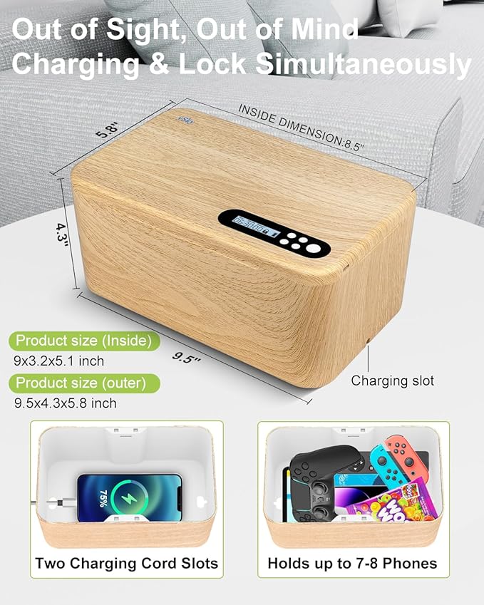ySky Safe Timed Lock Box, Phone Lock Box with Timer Unplug from Phones,Video Games,Social Media,Snacks&Cravings,Self-Control Lockable Storage Box, Phone Locker Time Locking Container for Better Habits