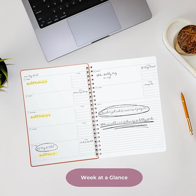 | Ultimate Yearly, Daily, Weekly, Monthly Planner | 8.25" x 11.75" | To Do List Notebook for Work | Simple Design | Multiple Layouts | Academic Planner and Organizer Notebook (Pink, Yearly Planner - Portrait)