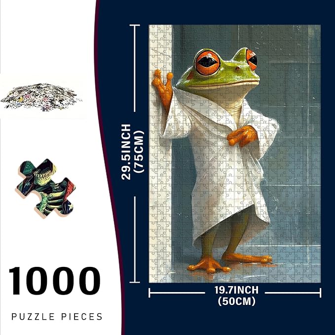 1000 Piece Wooden Frog Puzzle After Puzzle Bathroom for Kids & Parents Educational 29.5x19.7 Inch
