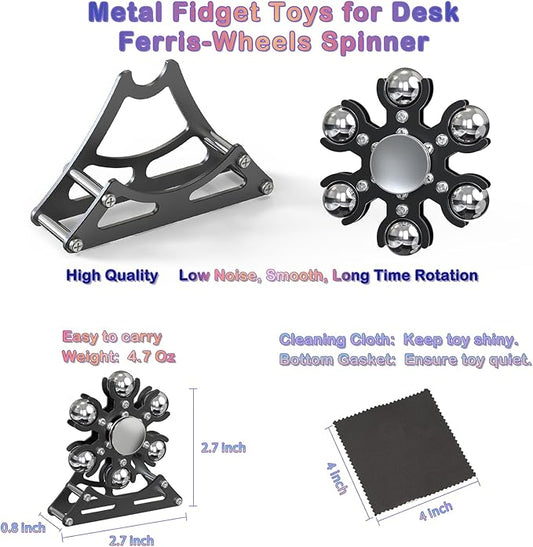 Desk-Fidget-Toys Ferris-Wheels-Spinner: Metal Kinetic-Fidget-Spinner 4mins, EDC-Toy Cool-Gadgets for School Office, ADHD Tools Gift Cool-Stuff Stress Relief Gift for Kid Children Teen Adult