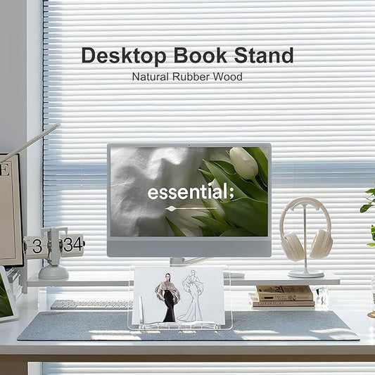 Acrylic Book Stand for Reading, Portable Book Holder for Desk, Angle Adjustable Textbook Stand for Document Recipe, Cookbook, Music Book