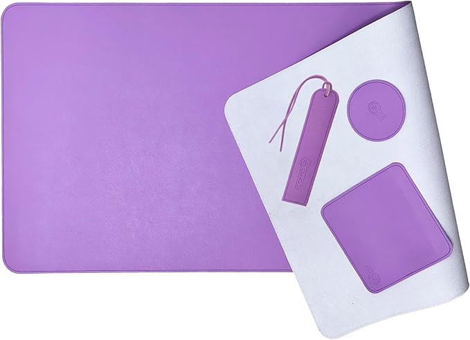 PU Leather Desk Mat| Premium Mouse Pad with Bonus Coaster | Stylish, Durable, Waterproof Mouse Pad for Office & Home (Lavender, XXL - PU Gift Set)
