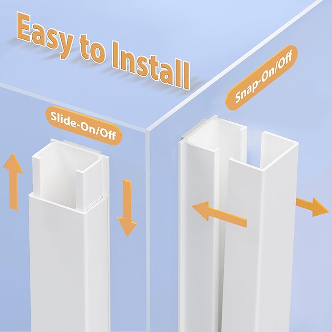 ZhiYo 204in Cord Covers for Wires on Wall, Cord Hider for 1 Wire, Wall Cable Hiders for Mounted TV, Wire Covers for Cords, Cable Management Raceway kit, 12x L17in, W0.6in H0.4in, White