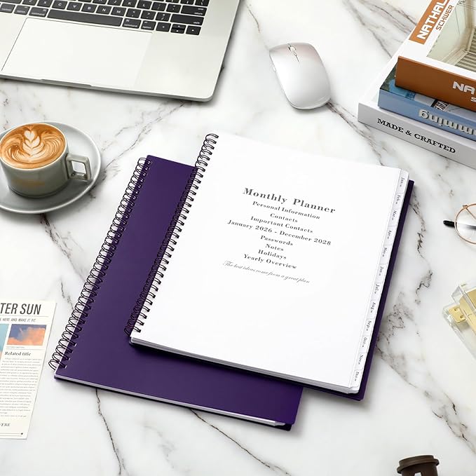 2026-2028 Monthly Planner - 3 Year Monthly Planner 2026-2028, Jan 2026 - Dec 2028, 9" x 11", 36-Month Calendar with Tabs - Purple