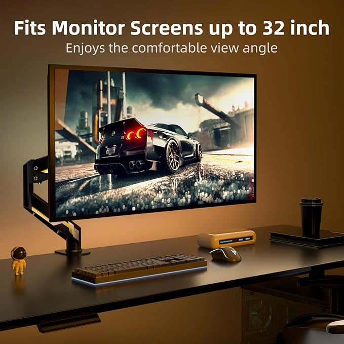 Suptek Monitor Mount Gas Spring Arm Desk Mount Stand - Fully Adjustable, Fits 32 inch Monitors, Weight Capacity up to 22 lbs (MD8WY)