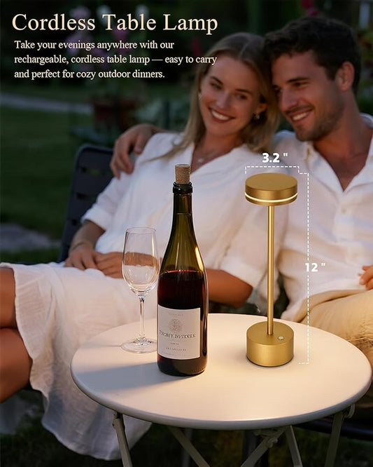 2 Pack Cordless Table Lamp Rechargeable, 3 Way Dimmable Touch Lamp & 5000mAh Battery Operated, Portable Metal Light for Reading/Office/Bedroom/Dining/Nightstand/Gift for Home Décor – Rose Gold