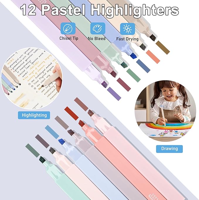 54Pcs Bible Journaling Kit with Pencil Case, Bible Highlighters and Pens with Tabs, Notebook, Bible Study Supplies Journel Essentials Accessories Tools for Women,Back to School Gift (Purple)