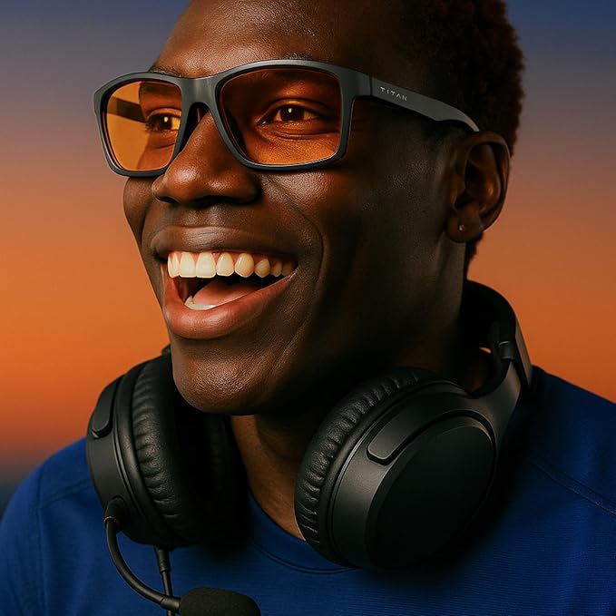 Titan Gaming Glasses, Anti Blue Light Glasses Men, UV400 Protection Blue Light Blocking Glasses for Computer Eye Strain