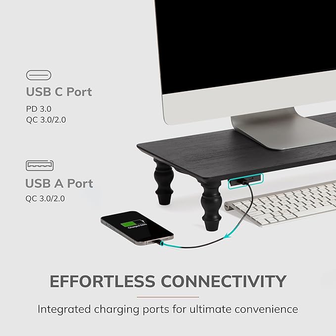 Anji Mountain Monitor Stand - Desktop Organizer & Laptop Riser, Ergonomic Monitor Riser, Space-Saving Monitor Stand for Desk, Durable Construction, Easy Assembly, Ideal for Home & Office,Black