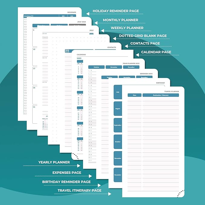 Weekly Monthly 2025-2026 Planner (July 25-Dec 26),6.5"x3.75",18 Months Agenda Plan with Month Tabs & Pocket,Expenses/Note Pages, Academic Calendar with Vegan Leather Cover,Light Blue