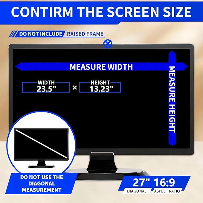 Computer Privacy Screen Filter for Screen Monitor - Premium Anti-Glare Computer Screen Cover - Scratch Resistant - UV & Blue Light Screen Protector (27 Inch)