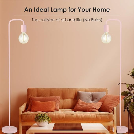 BoostArea Floor Lamp, Modern Cute Pink Floor Lamp, 63Inch Metal Standing Lamp, E26 Socket, On/Off Footswitch, ETL Listed, Tall Thin Skinny Cool Floor Lamp for Living Room, Bedroom Decor, Minimalist