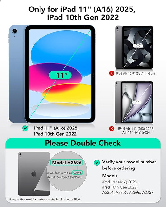 ESR 2 Pack Armorite Screen Protector for iPad A16 11th/10th Generation (11 Inch/10.9, 2025/2022), 9H Hardness Tempered Glass Film with UltraFit Tray, Military Grade, HD Clarity, Dust & Bubble Free