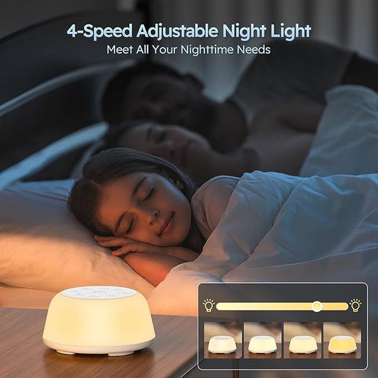 Rechargeable White Noise Machine with 9 Colors Night Light, Portable Sound Machine for Baby Adult Sleeping with 26 Soothing Sounds/4 Levels Brightness/5 Timers/32 Levels Volume for Home, Travel, Gift