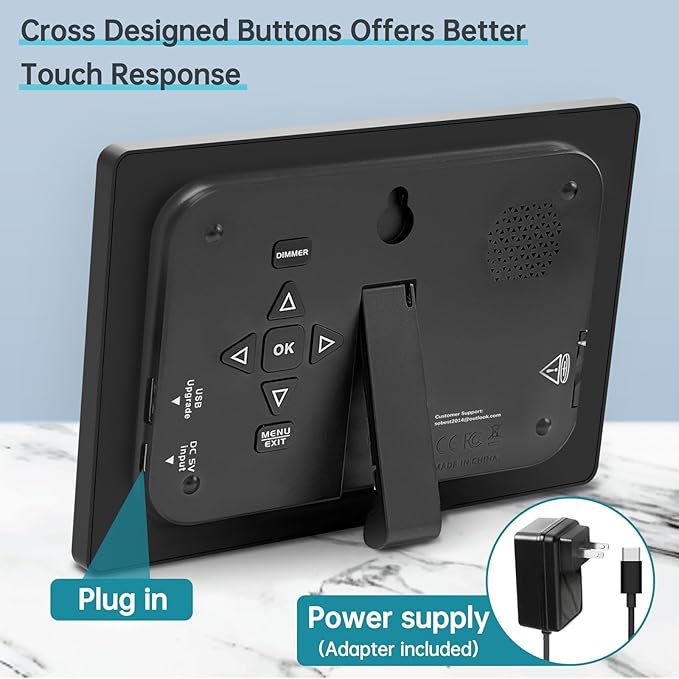 Soobest Digital Dementia Alarm Clock for Seniors Elderly, Electric Large Display Date Day of Week Time Calendar Clock 20 Reminders 3 Ringtones for Memory Loss Alzheimers, Auto DST/Dimmer, 1024*600P HD